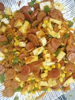 صورة لوصفة حشوة فطائر او سندويشات لذيذه بالنقانق والجبنه سهله وسريعه 🌭🧀