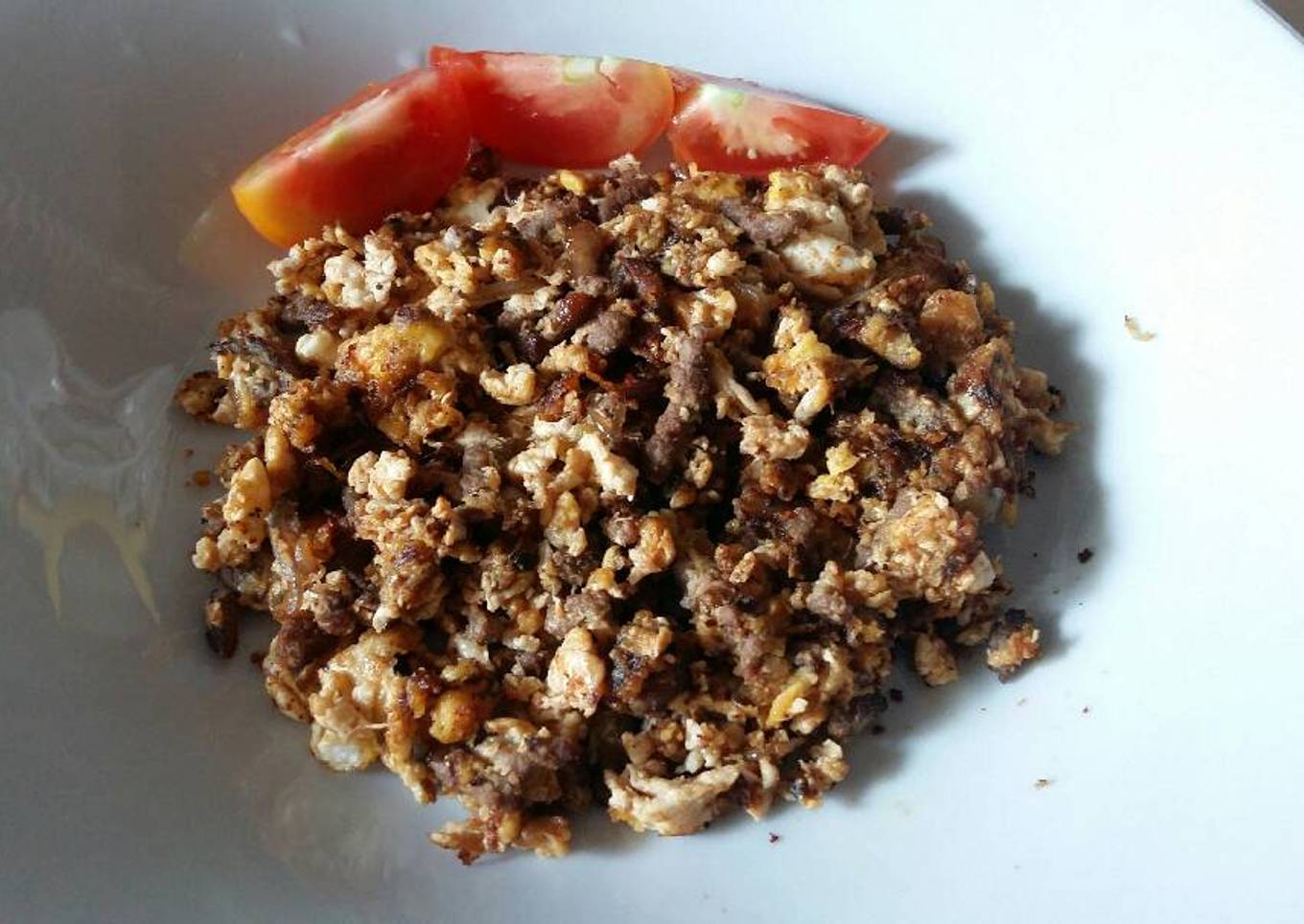 Sramble egg daging cincang