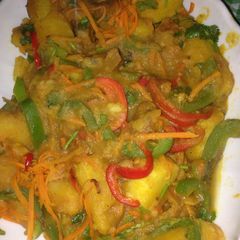A picture of Spiced matoke with beef #charityrecipe#4weekchallenge.