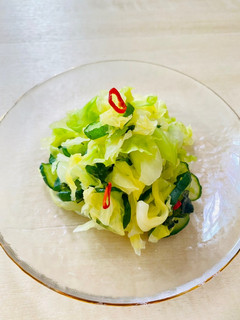 A picture of Cabbage 🥬 and Cucumber Tsukemono.
