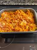 Macarrones con jamón y chorizo