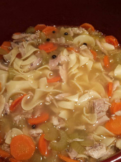 A picture of Scratch made Chicken Noodle Soup.