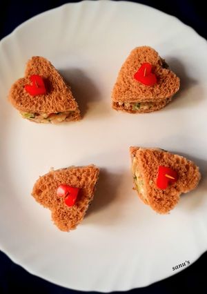 A picture of Healthy & Nutritious Brown Bread Sandwich Hearts.