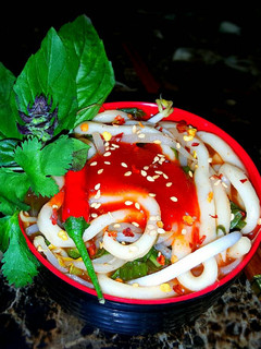 A picture of Mike's Spicy Siriacha Udon.