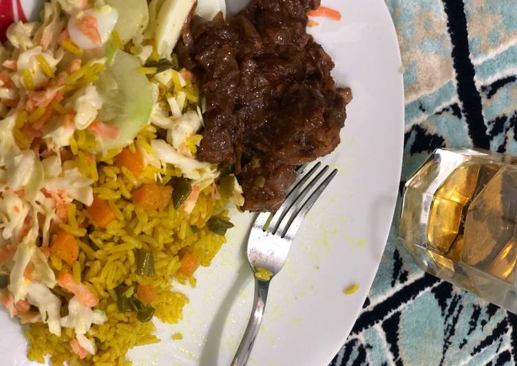 Recipe of Homemade Fried rice with pepper meat