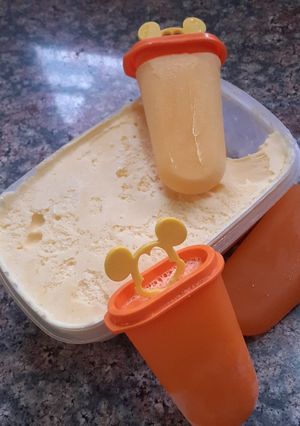 A picture of Mango kulfi / icecream.