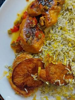عکسی از دستور یه مرغ برنج خوشمزه عالی