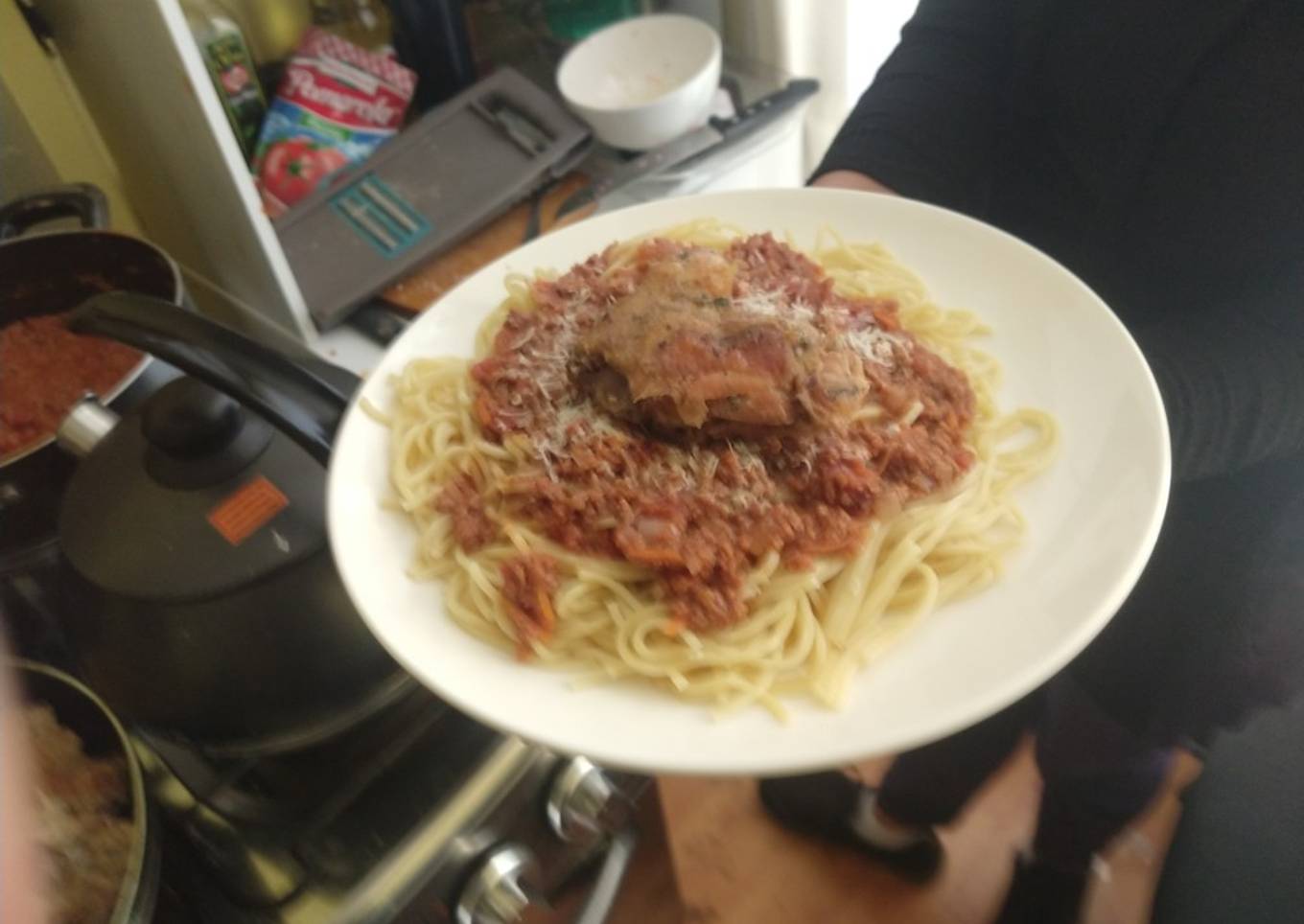 Tallarines a la boloñesa