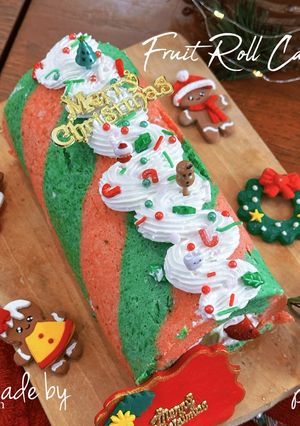 Foto resep Christmas fruit roll cake