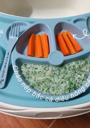 Hình của món Ăn dặm - Cháo nếp bắc cá diêu hồng cải thìa.