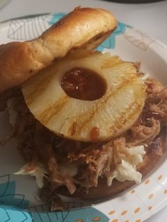 A picture of Pulled Pork Sandwich with Homemade Coleslaw.