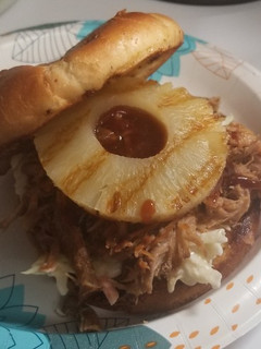 A picture of Pulled Pork Sandwich with Homemade Coleslaw.