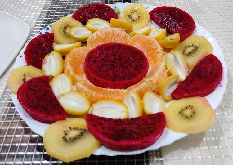 Recipe of Speedy Fruit Salad with Drizzled Dressing