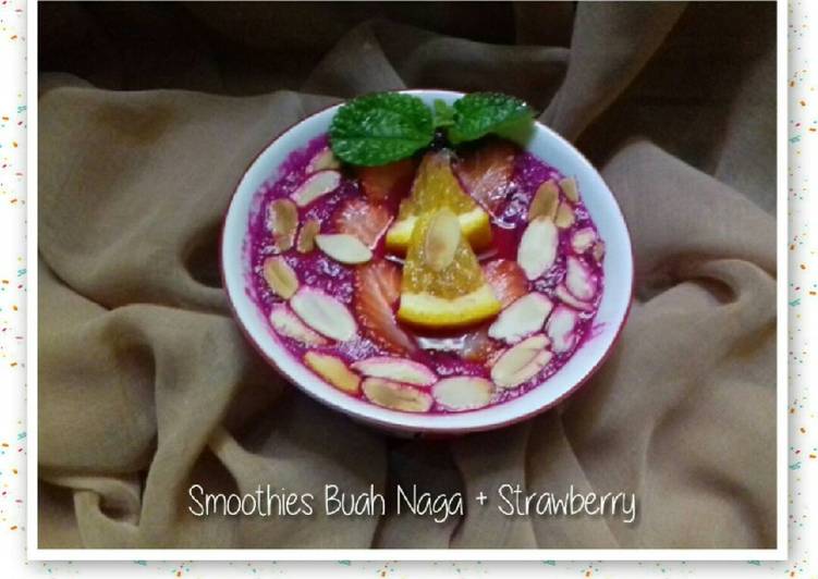 Cara Gampang Menyiapkan Smoothies Buah Naga + Strawberry yang Menggugah Selera