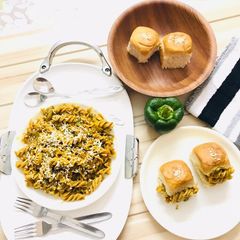 A picture of Pav Bhaji Flavored Pasta-Fusion Fussili Pasta.