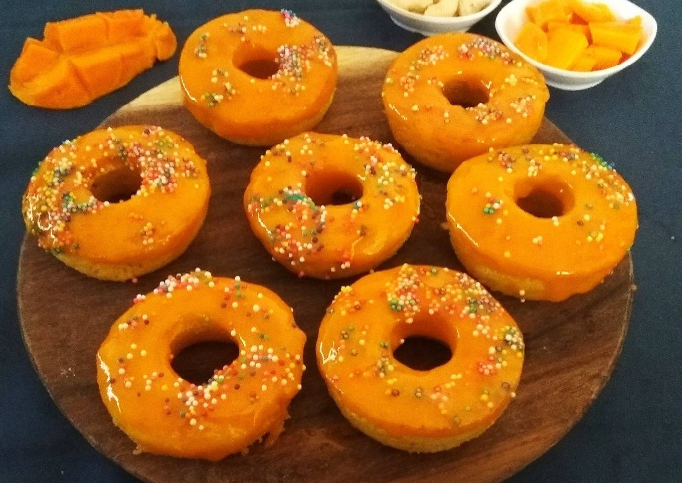 Baked Mango Doughnuts with Mango Glaze