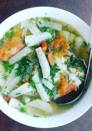 Hình của món Riêu cá Thu su hào.