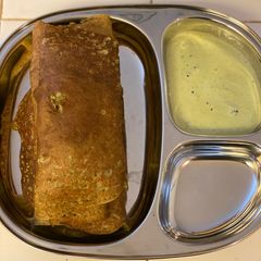 Pesarattu masala dosa A picture of Pesarattu masala dosa.