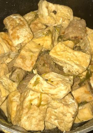 Hình của món Đậu hủ kho thịt và chả, không chiên, eat clean.
