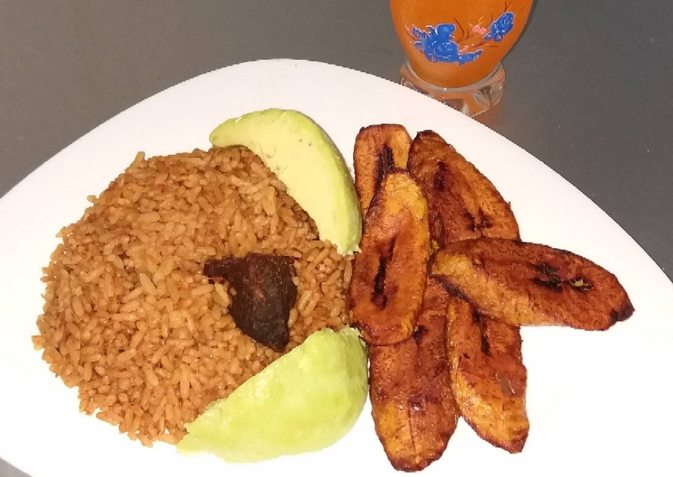 Jollof Rice and Fried beef