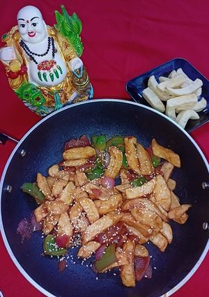 A picture of Glaze honey chilli potatoes.