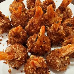 A picture of Crispy Shrimp Balls with Sauce.