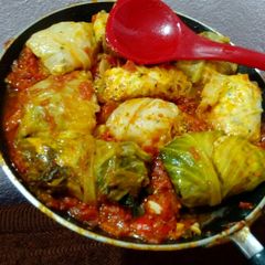 A picture of #cabbage wrap in tomato gravy.