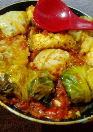 A picture of #cabbage wrap in tomato gravy.
