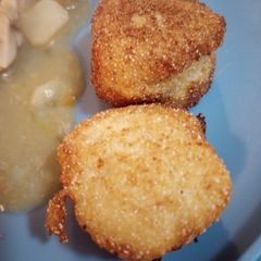 A picture of Fried Vinegar Cornmeal Balls.
