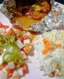 Filete empapelado relleno de pimientos