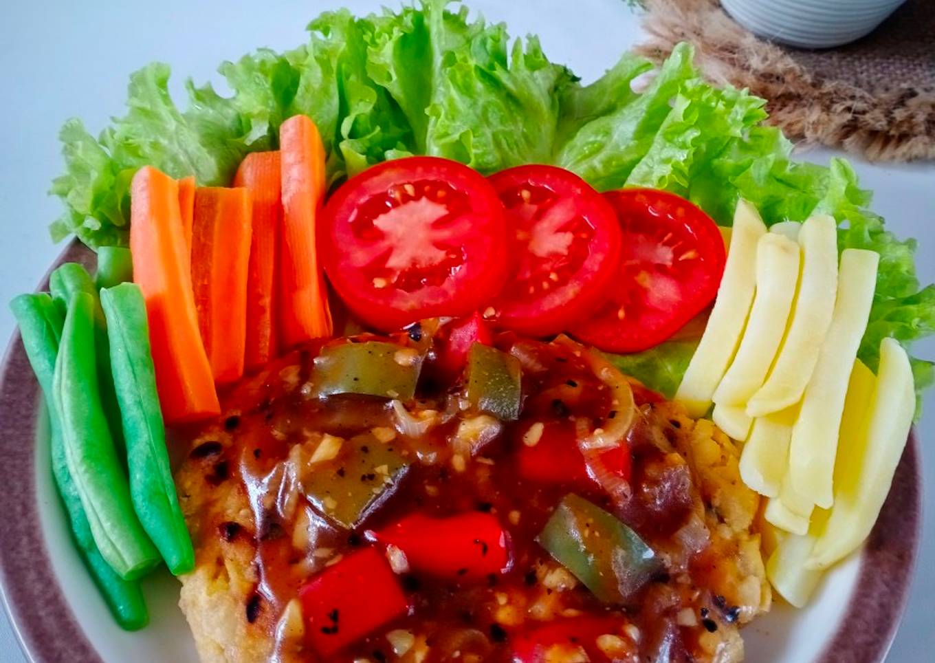 Steak tempe saos Lada hitam