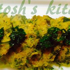 A picture of Cracked wheat palak idli.