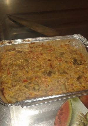 Una foto de Torta de berenjena con carne y jamón