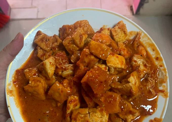 Udang tahu asam pedes manis