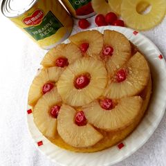 Eggless Pineapple Upside Down Cake A picture of Eggless Pineapple Upside Down Cake.