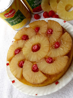A picture of Eggless Pineapple Upside Down Cake.