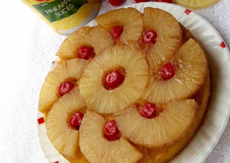 Recipe of Super Quick Homemade Eggless Pineapple Upside Down Cake
