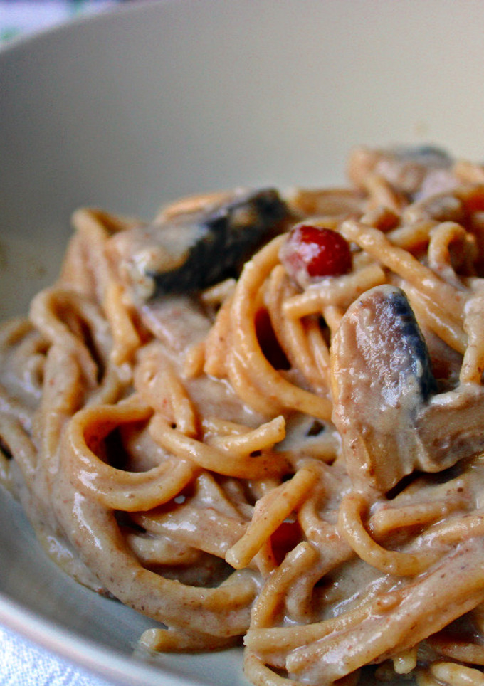 Una foto de Pasta con salsa cremosa de setas