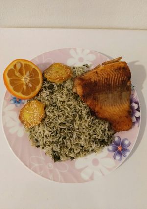 عکسی از دستور سالمون سرخ شده(..سبزی پلو)