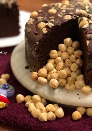 A picture of Hazelnut Whole Wheat Rava Chocolate Cake – Cooker Cake Recipe.