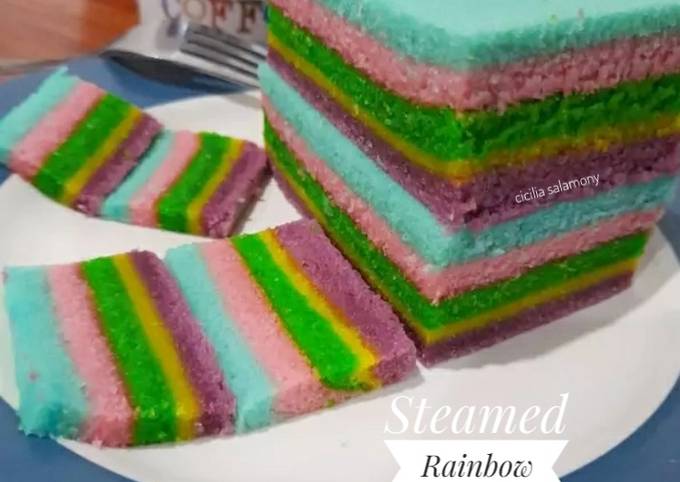 Steamed Rainbow Cake