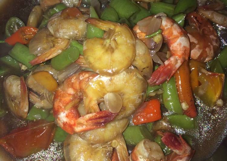 Resep 85. Udang saus tiram campur buncis 🍤🍤🍤, Enak Banget