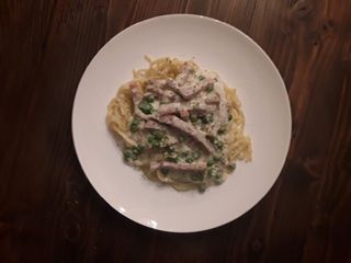 Ham and Sweet Pea Creamy Pasta