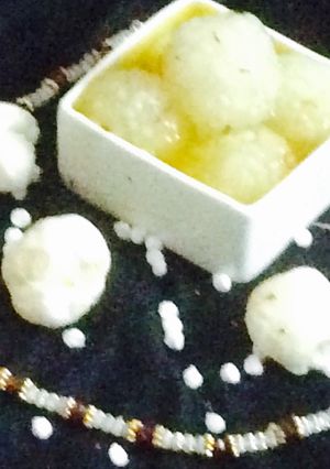 A picture of Sabudana rasgulla.