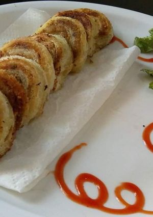 A picture of Pin wheel bread sandwich.