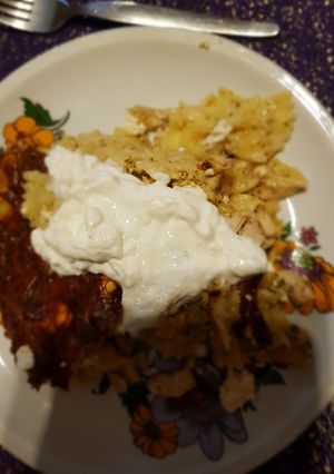 Tejszínes-sajtos csirkemell ragu sütve recept fotója