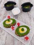 Aspic au bacon/œuf/petits pois/cornichons