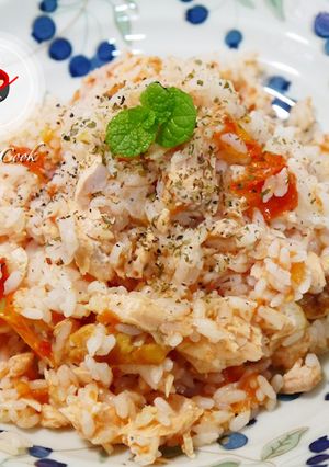 ♡宛の美好”食“光 ✿ 整顆番茄鮭魚燉飯 的食譜成品照片