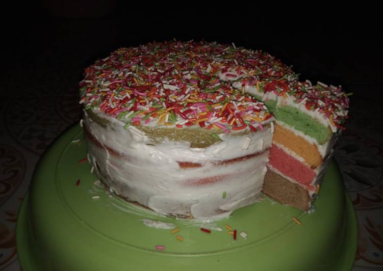 Resep Rainbow cake belipotan Anti Gagal