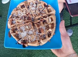 Una foto de Waffles de avena y plátano